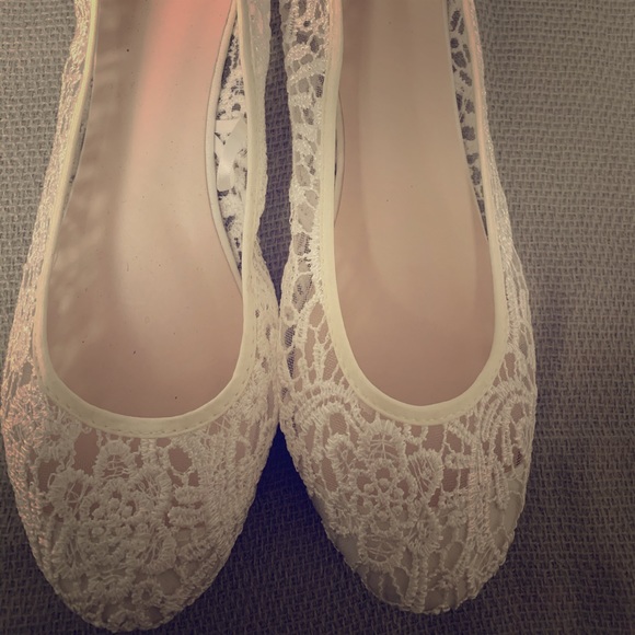white lace flats wedding